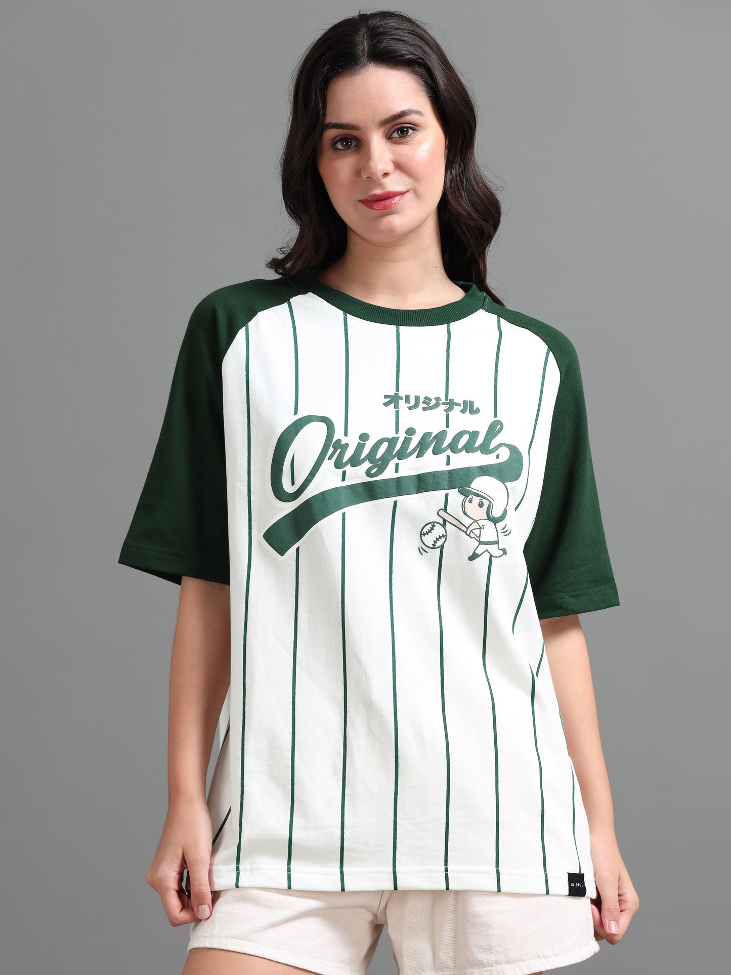 Women BASEBALL Puff Printed Oversized T-Shirt