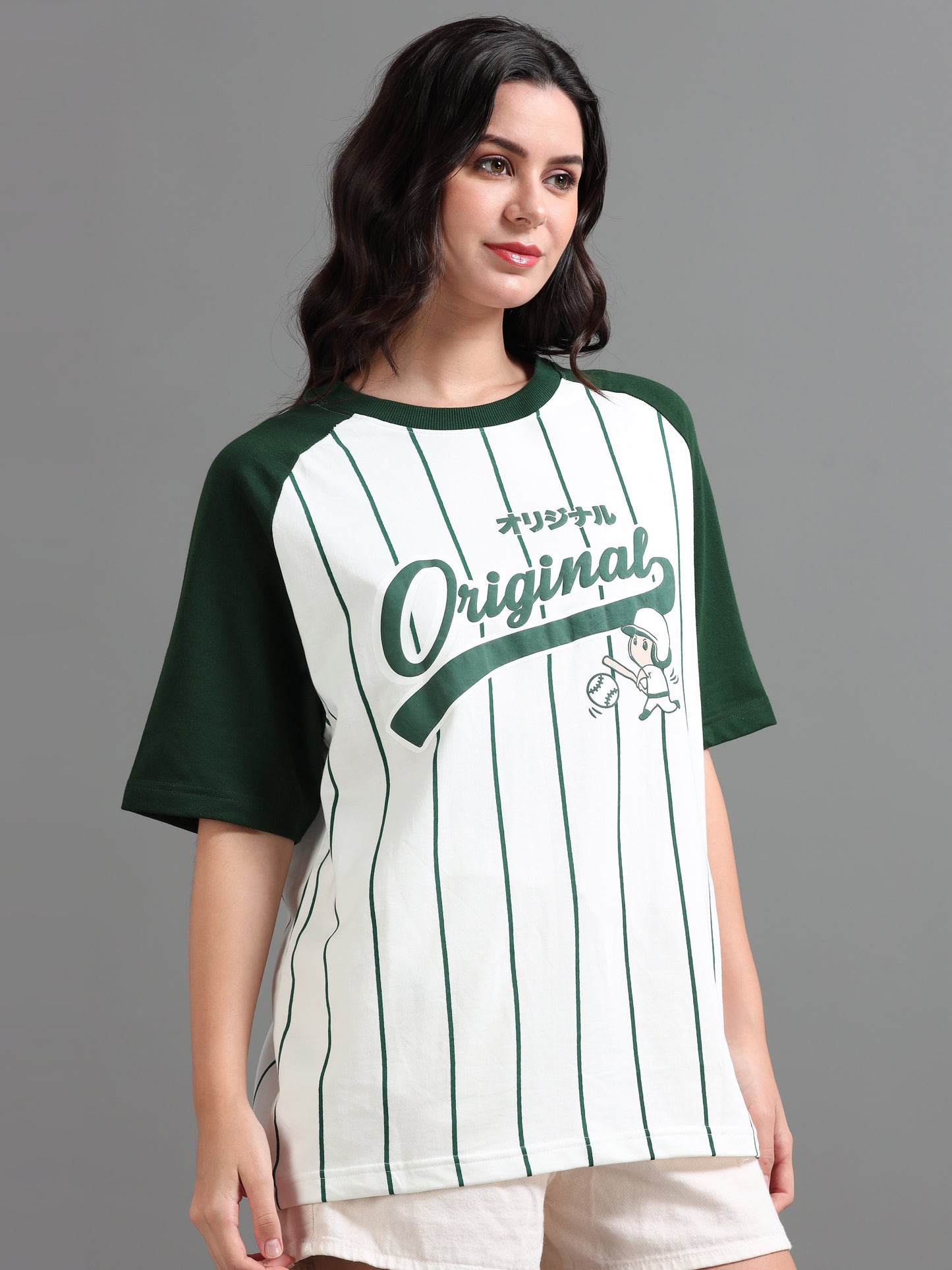 Women BASEBALL Puff Printed Oversized T-Shirt