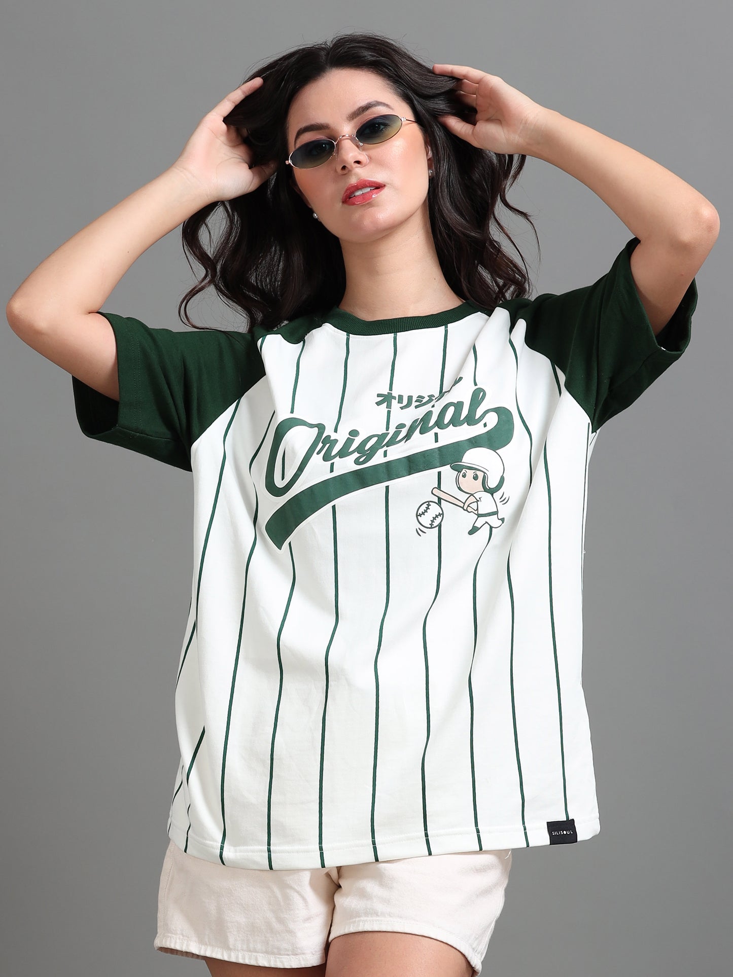 Women BASEBALL Puff Printed Oversized T-Shirt