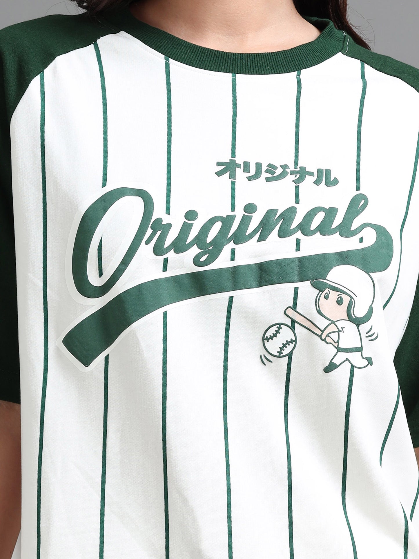 Women BASEBALL Puff Printed Oversized T-Shirt