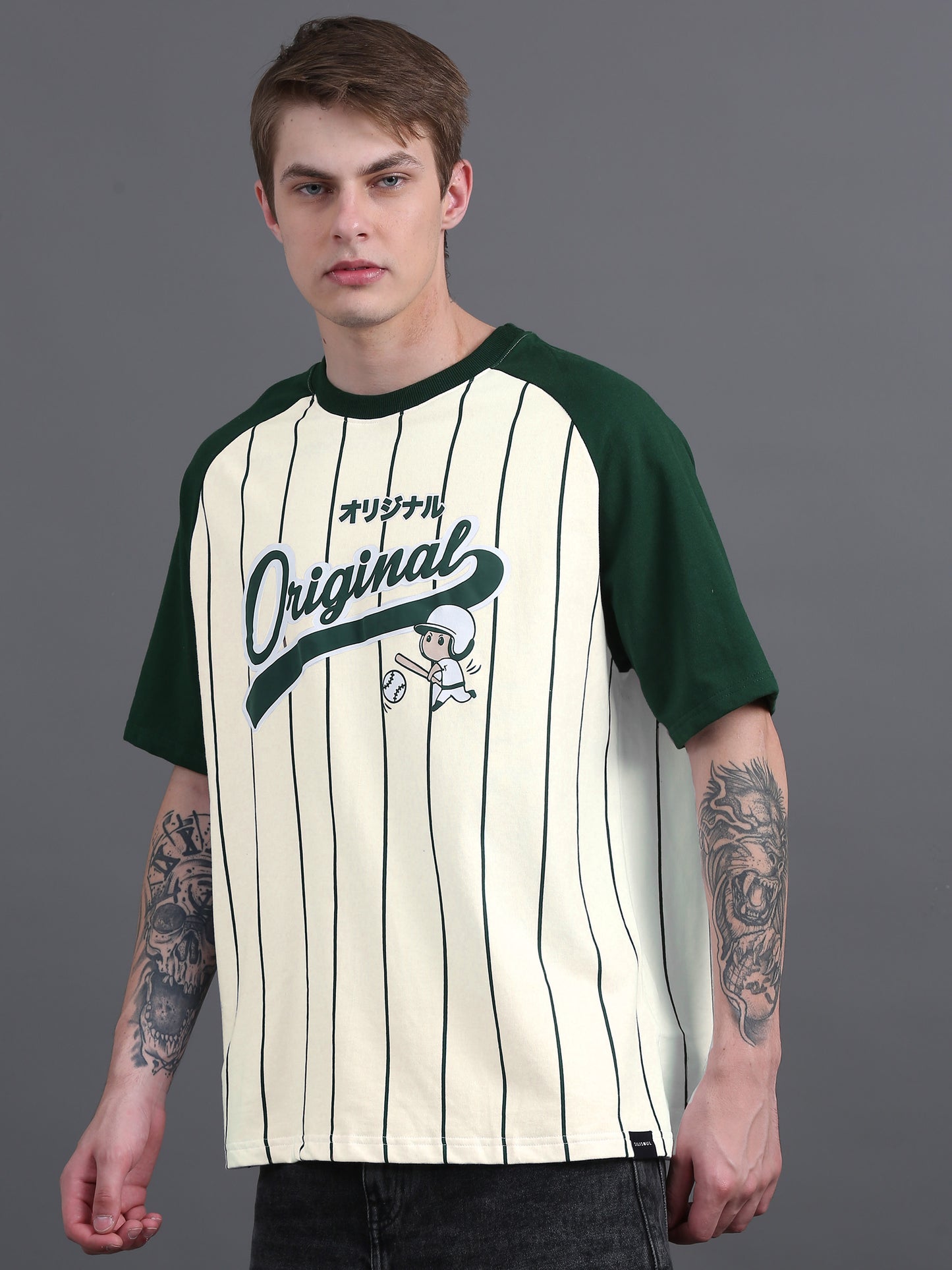 Men BASEBALL Puff Printed Oversized T-Shirt