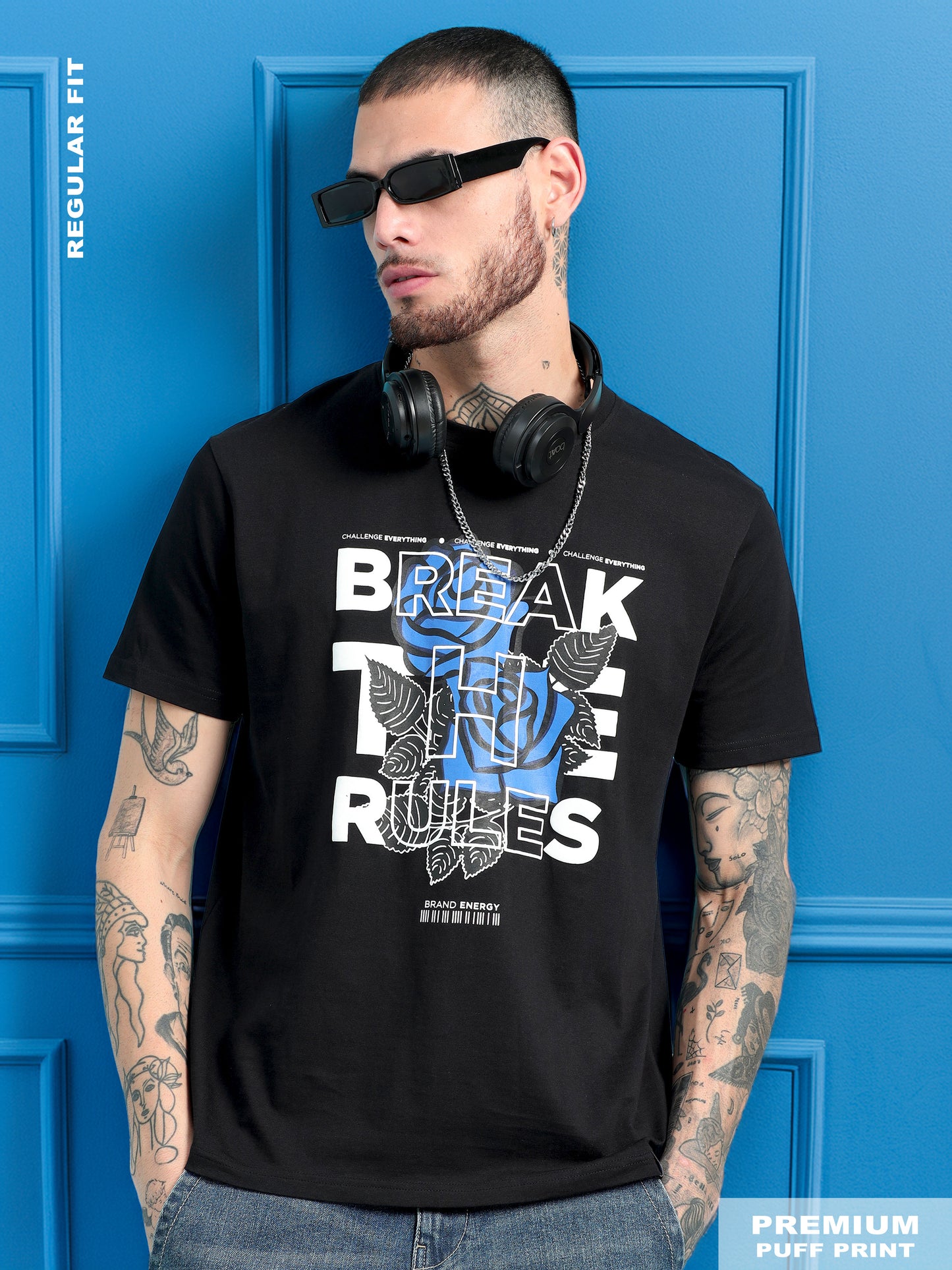 Men BREAK THE RULES Printed Regular Fit T-Shirt