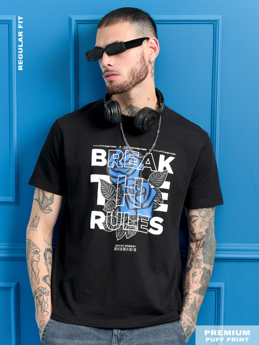 Men BREAK THE RULES Printed Regular Fit T-Shirt SILISOUL