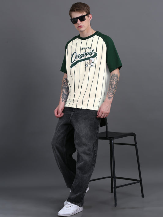 Men BASEBALL Puff Printed Oversized T-Shirt SILISOUL